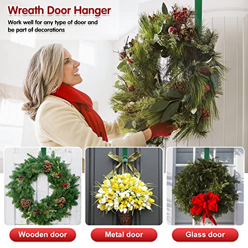 12 In Wreath-Hangers For Front Door,Non-Scratch-Wreath-Door-Hanger,2 Pack Durable Wreath Hanger Hook For Fall Christmas Easter Valentines Decorations,Over The Door Hooks For Front Door Décor Outdoor #TOP2