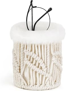 Mkono Glasses Holder for Nightstand, Boho Decor Plush Lined Eyeglass Stand | Prevents Lens Scratches, Space-Saving Design, Soft Interior, Multi-Functional Organizer, for Desk, Office, Table, Bedside