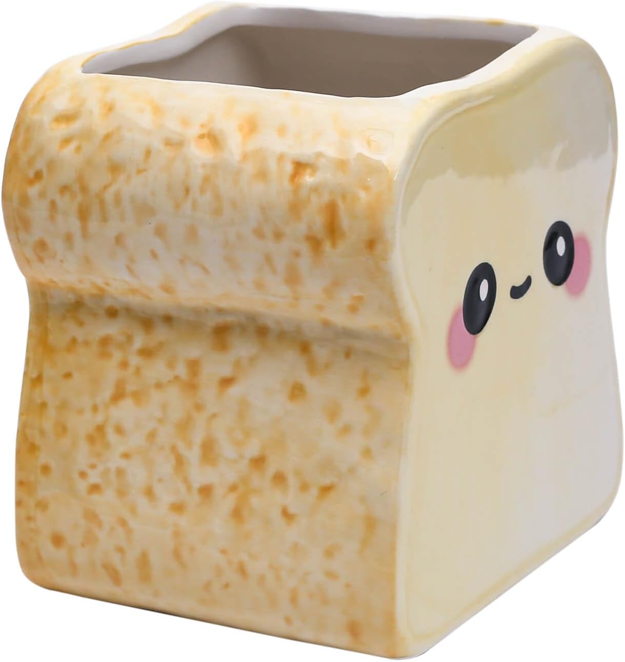 Ceramic Mug for Coffee, Tea & Water, Creative Porcelain 3D Cup with Handle for Home & Office, 4" H, 20oz. Toast Bread Shape Mug Gift - Image 5