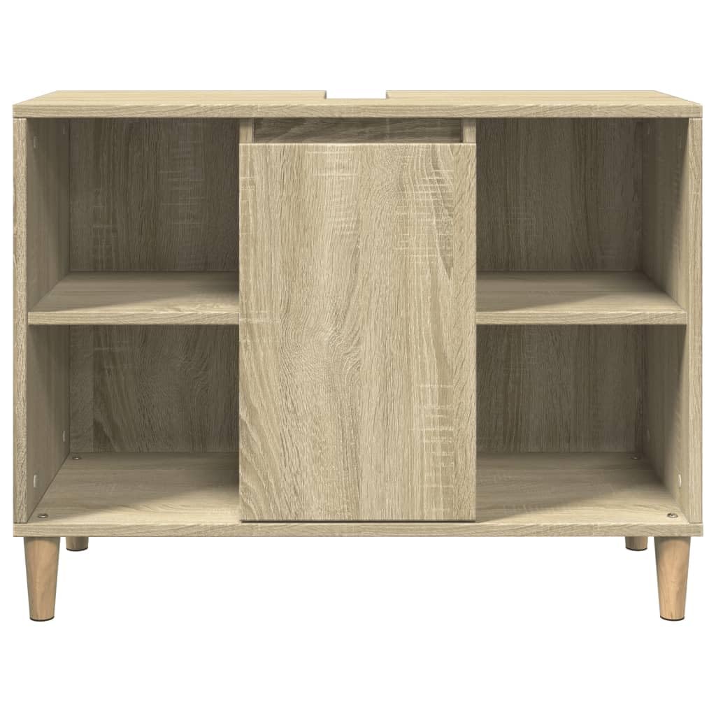 Sonoma - Mueble de baño de roble de 80 x 33 x 60 cm, diseño moderno con 4 compartimentos y puerta para pequeños baños y aseos