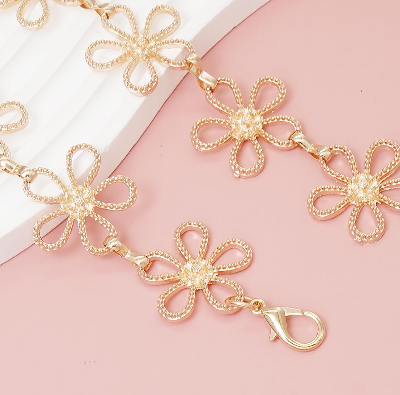 Women's Waist Chain Flower Metal Belt for Dresses Jeans - Image 5