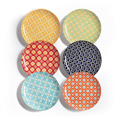 Salad Plates, Dessert Plates 8 Inch, Colorful Ceramic Plate Set f...