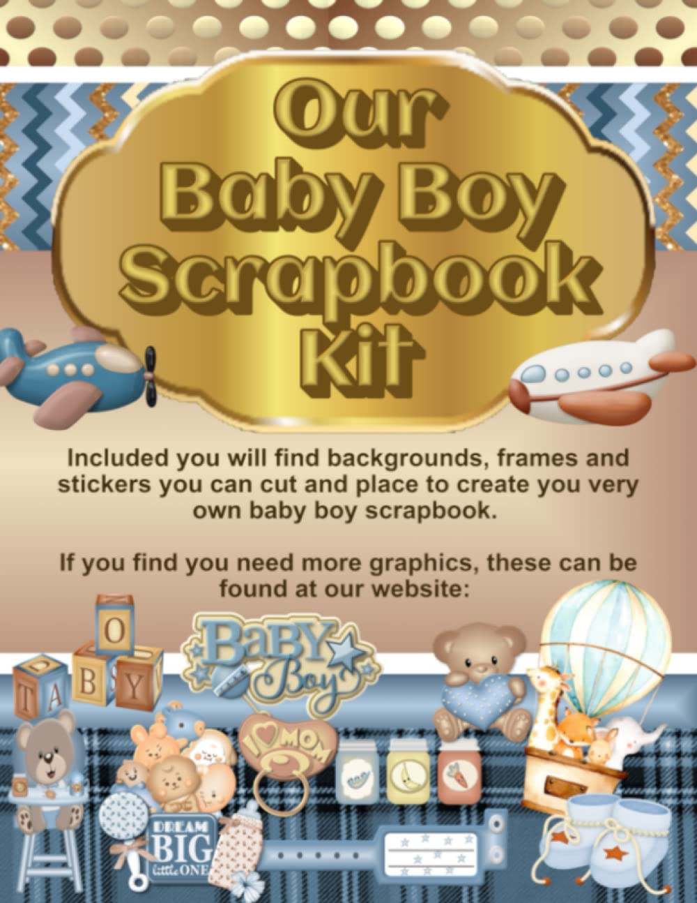 Kit Scrapbooking Bébé Garçon album photo papier stickers à découper loisir créatif