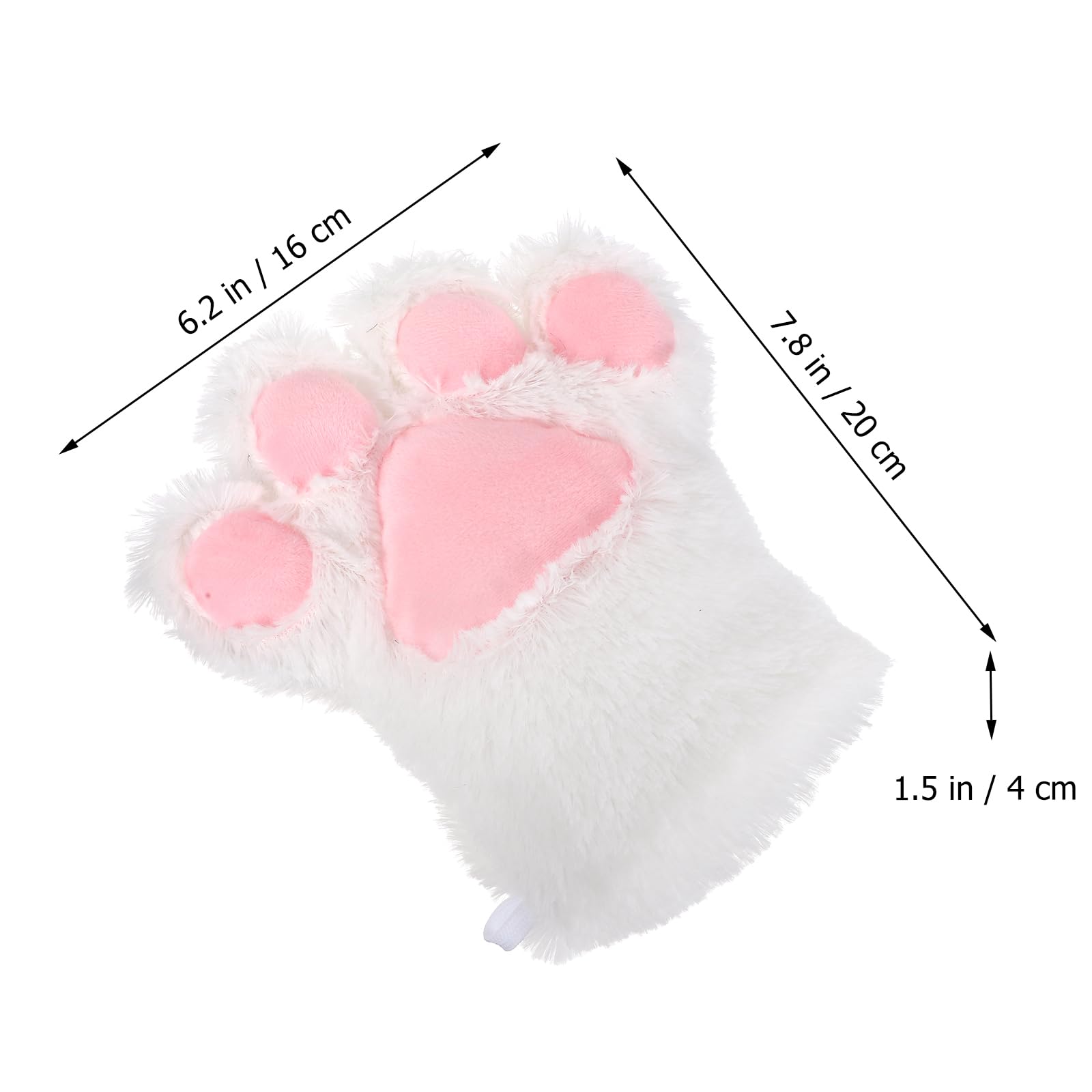 ibasenice Kids Cat Paw Gloves Plush Bear Claw Cosplay Warm Handwear for Winter Dress up Accessories, White, 20x16 cm - Image 4