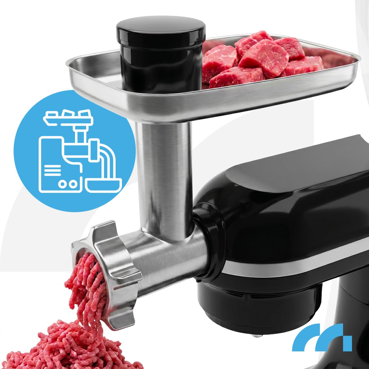 MalTec Robot kuchenny 3 w 1, 2000 W, 6,2 l, mieszadło planetarne, nasadka blendera 1,5 l, maszynka do mięsa, nasadki do makaronu i rozdrabniacz – ugniatarka, ubijanie, miksowanie, kremy, smoothie