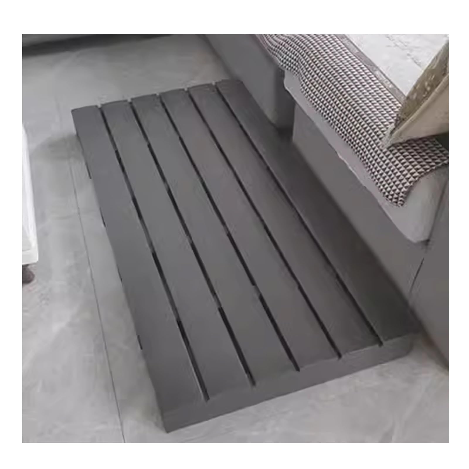 Alfombrilla de baño de bambú Recular – Alfombrilla de ducha de madera antideslizante e impermeable para baño, sauna, spa, patio y piscina, color gris (50 x 70 cm)