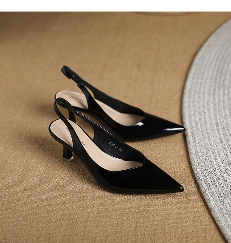 Summer Minimalist Slingback Pumps Elegant Solid Color Stylish Stiletto High Heels Comfort Pointed Toe Sandals Back To School Footwear Walking Shoes for Women Office Outfit Valentine's Day Gift for Her2