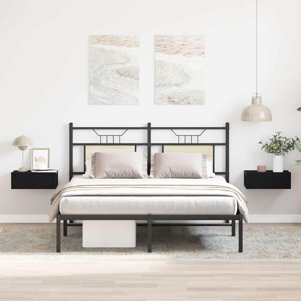 vidaXL Mesitas de Noche flotantes (2 Unidades), Roble Negro, 40 x 32 x 15 cm, Madera de ingeniería