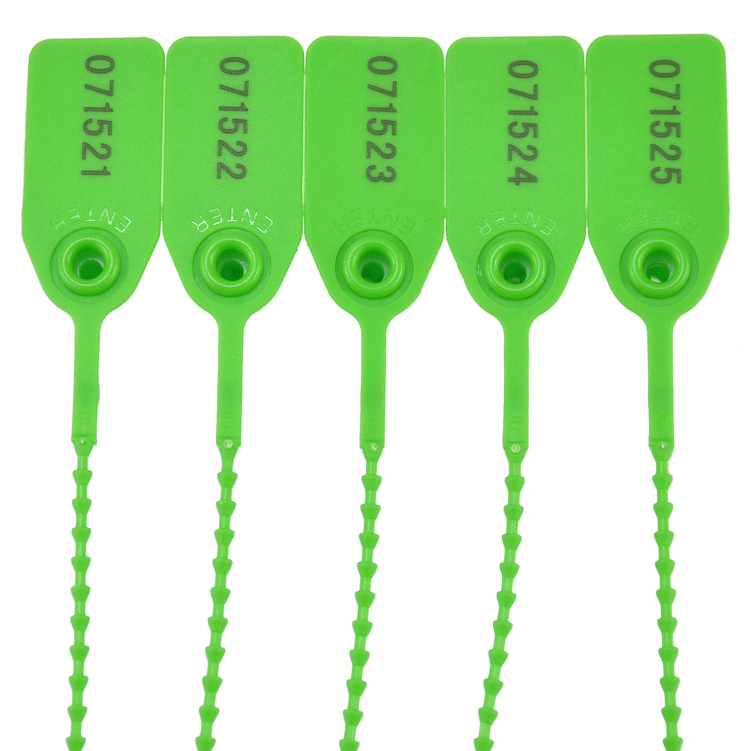 Green Plastic Security Seals With Numbered Tags - 250mm Pull Cable Ties, Anti-Tamper