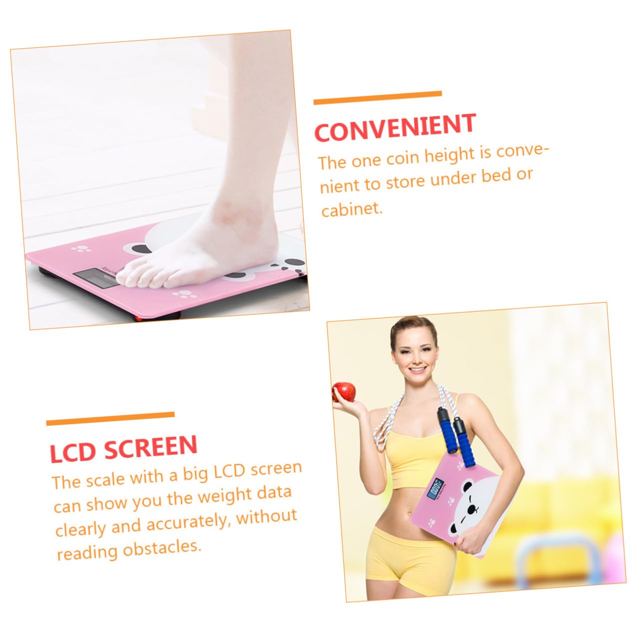 Gatuida Bilancia Digitale per Neonati e Adulti Display LCD Luminoso Sensori Alta Precisione Capacità 180Kg Adatta Animali Domestici Base Anturto Design Cartone Animato Rosa