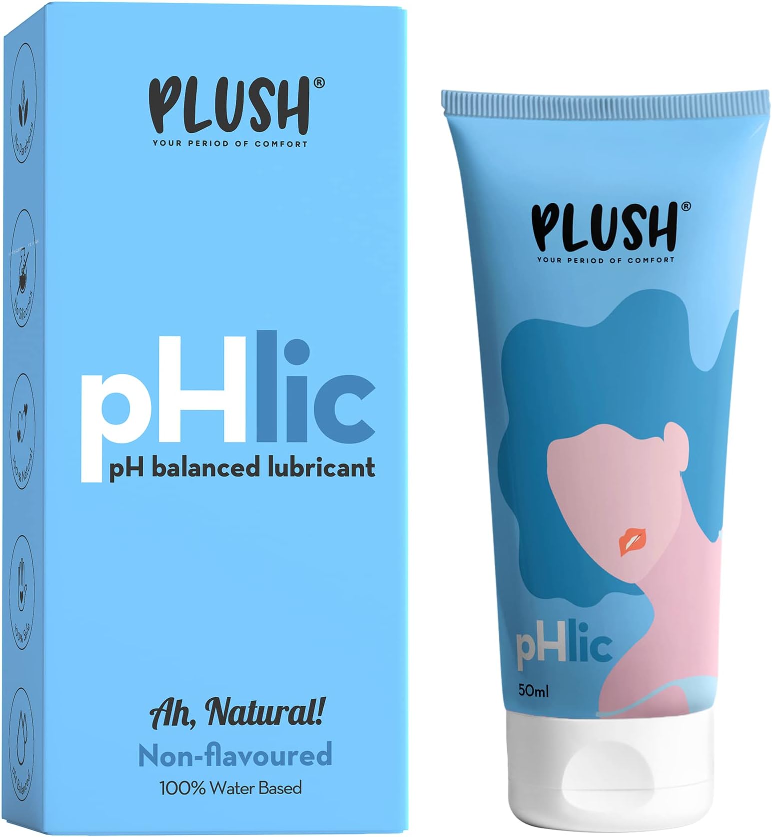 pHlic Aloe Infused Personal Lubricant For Men & Women- Unflavoured, 50ml | Skin Friendly pH Balanced Lube Helps Prevents Dryness | Easy To Wash Off & Convenient For Use