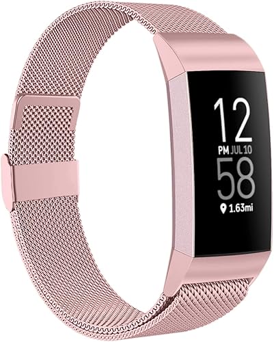 ZWGKKYGYH - Bandas de metal compatibles con Fitbit Charge 4 y Fitbit Charge 3 bandas para mujeres hombres, correa de repuesto magnética de malla de
