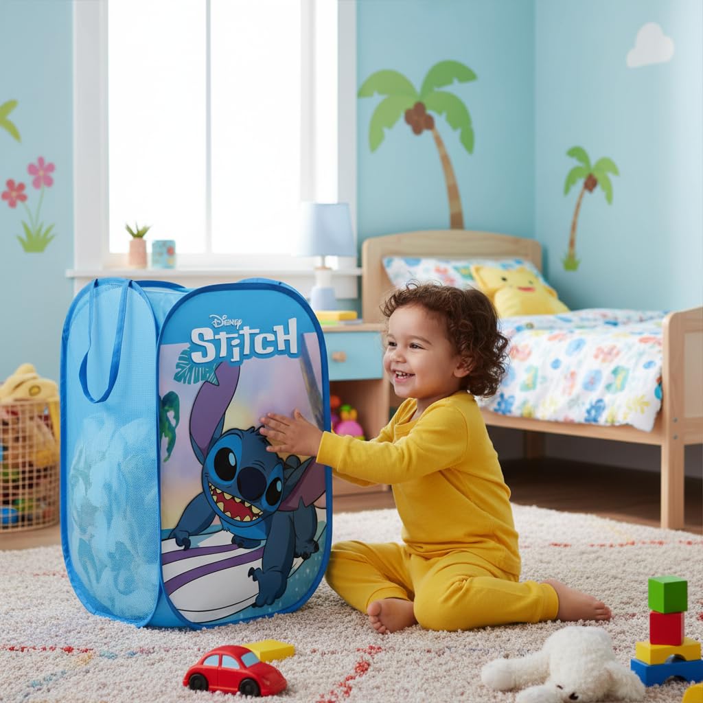 Cesto pieghevole Stitch Disney Lilo & Stitch 36x36x58 cm per giocattoli e vestiti