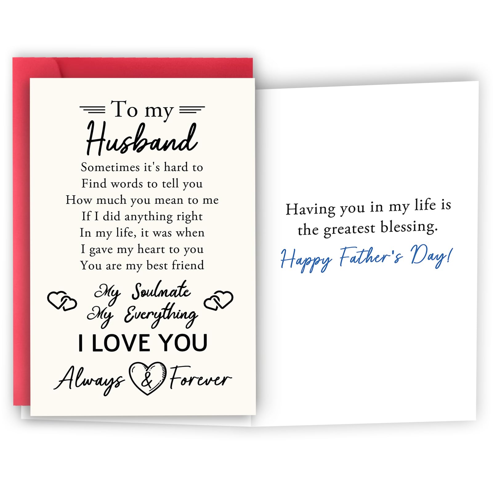 HEJOYN Fathers Day Card Gifts for Husband, Happy Father's Day Gift from Wife, Funny Father's Day Card To My Husband, I Love You Gift for Men Him
