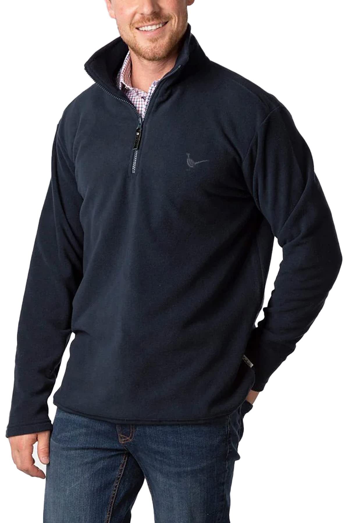 Rydale Men's Overhead Fleece Jumper Pheasant Motif Country Pullover Top Fleeces (as8, Alpha, l, Regular, Regular, Navy)