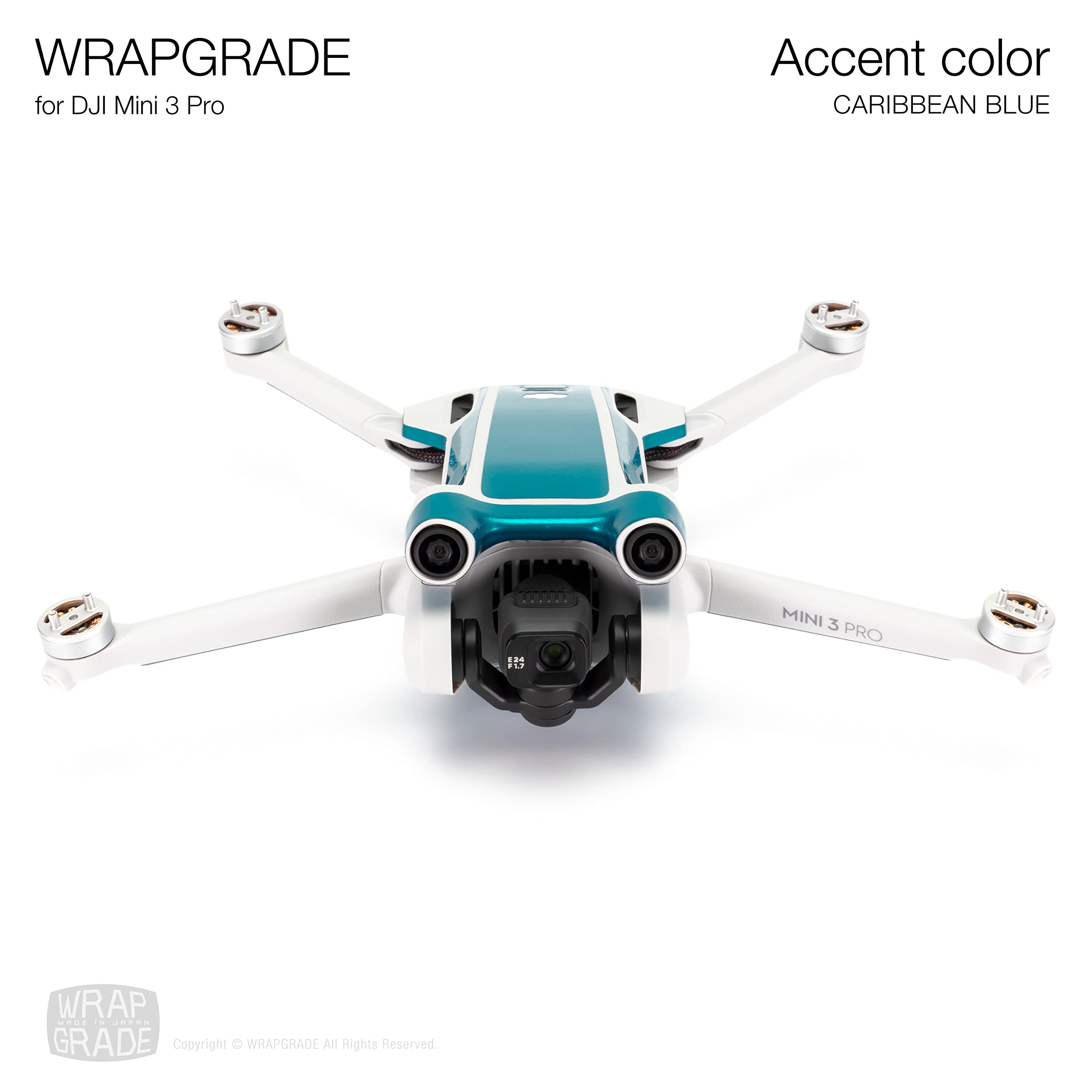 WRAPGRADE Skin Compatibile con DJI Mini 3 Pro | Accent Color (CARIBBEAN BLUE)