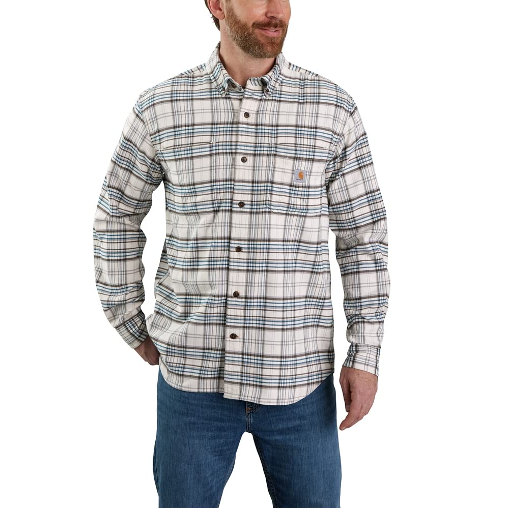 Carhartt Camicia da uomo a quadri a maniche lunghe in flanella di peso medio, Malto., XX-​Large
