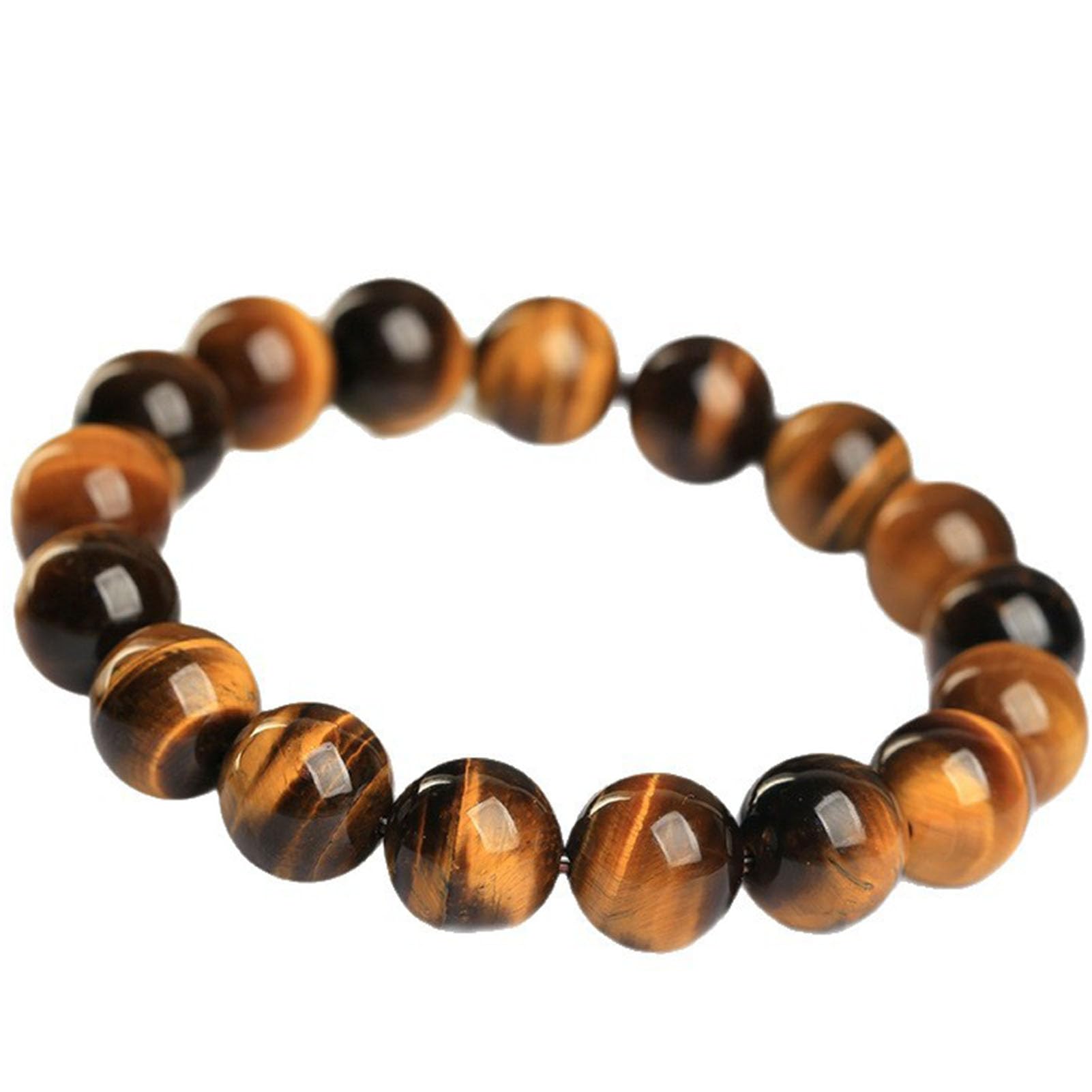 Bracciale Occhio di Tigre, Bracciale Elasticizzato in Pietra Naturale per Uomo e Donna, Perline impilabili Boho, Gioielli per Meditazione Yoga, Elastico Regolabile per Protezione,12MM