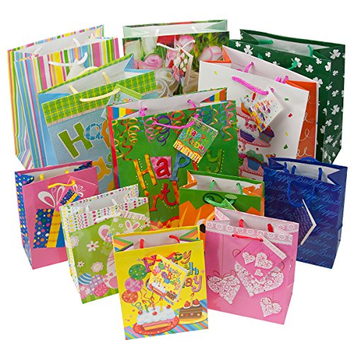 12pc Gift Bags Set Birthday Valentines Easter Halloween Bulk Small Lot Handles