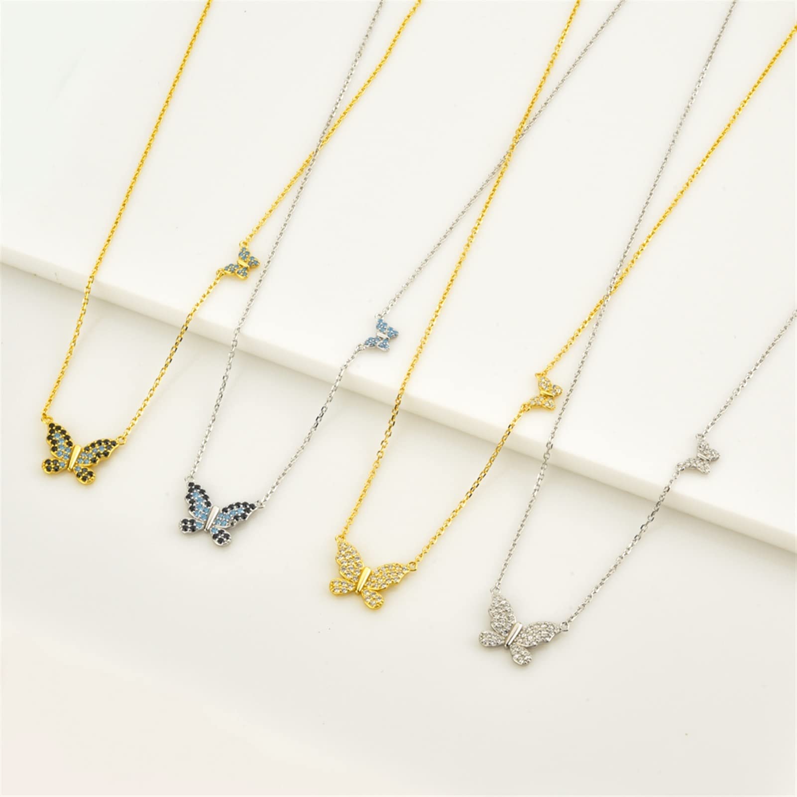 Collar con dijes Collar con Colgante Collar Mariposa Grande Colgante de Mariposa pequeña Collar de Cadena Larga Collar Elegante de Moda para Mujer Joyería de Moda