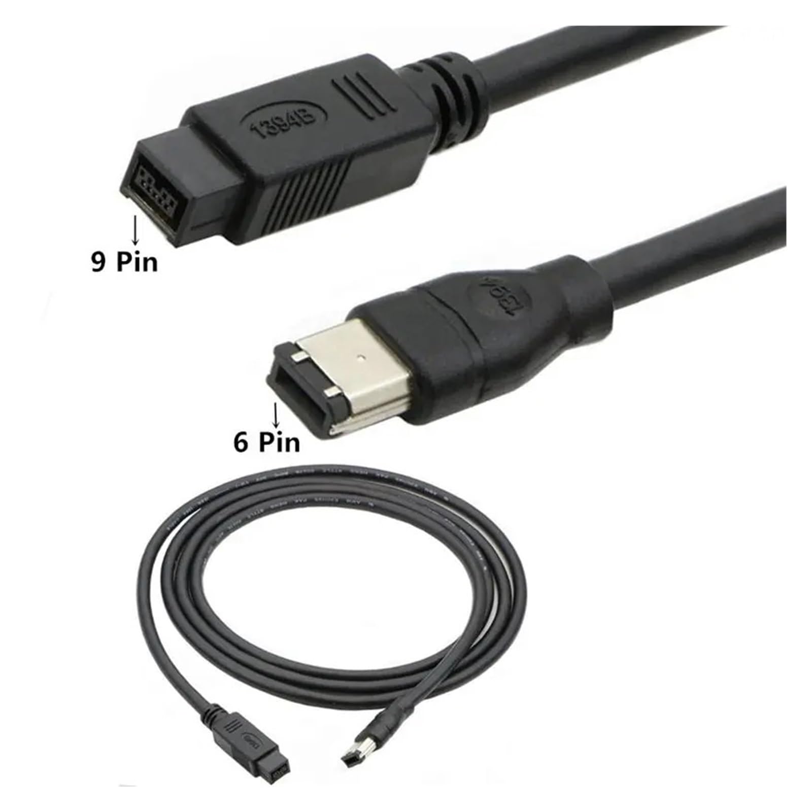 Cavo FireWire da 800 a 400 da 9 a 6 pin (9 pin 6 pin) IEEE 1394 Firewire 9 pin/6 pin 1394b 1,8 m 300 cm 4,5 m / 15ft 3 m 3 m