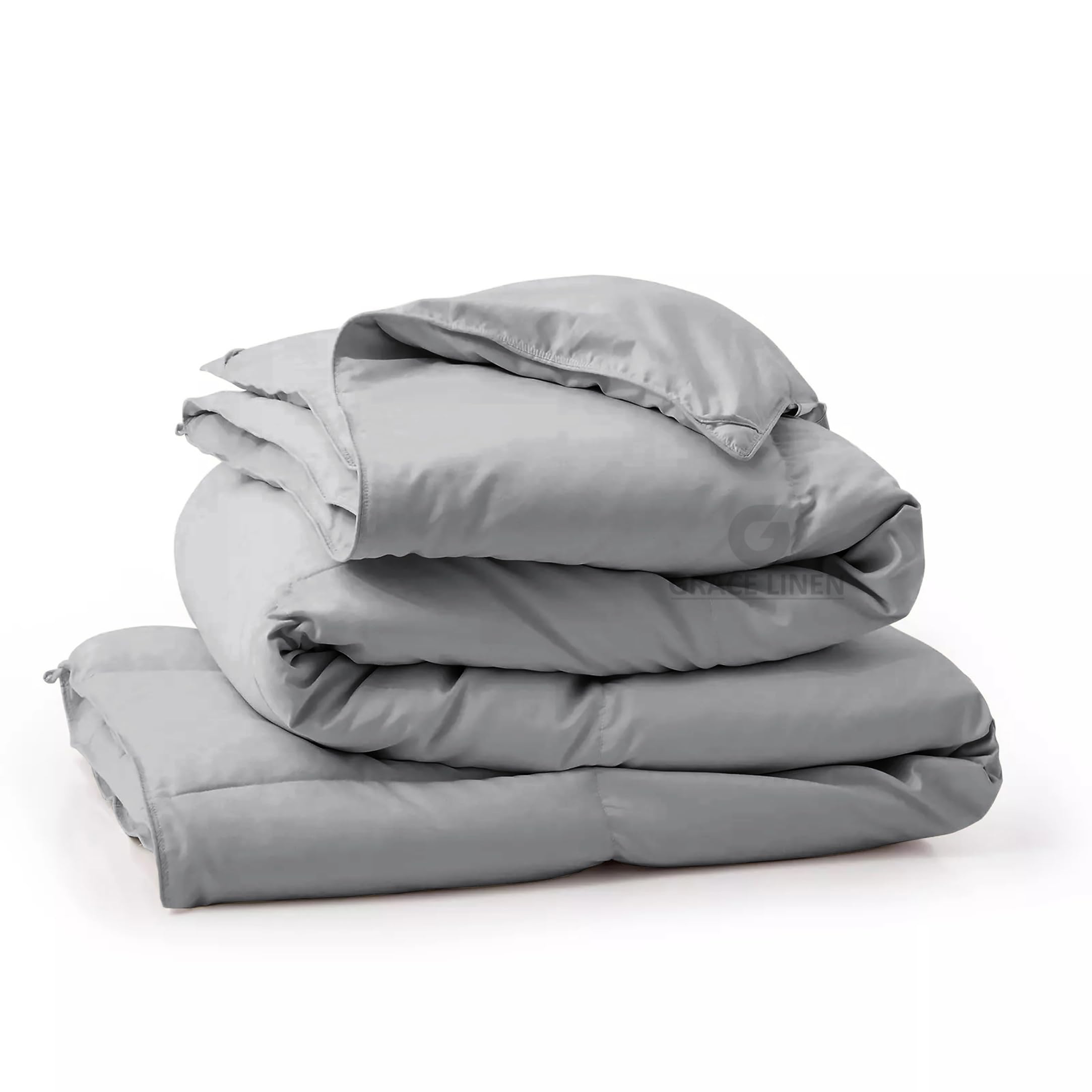 Comforter Double Bed Size - 300 GSM Soft Microfiber All Season Comforter - Luxury Duvet Double Bed (90"X100") - Silver Grey Color-image-46