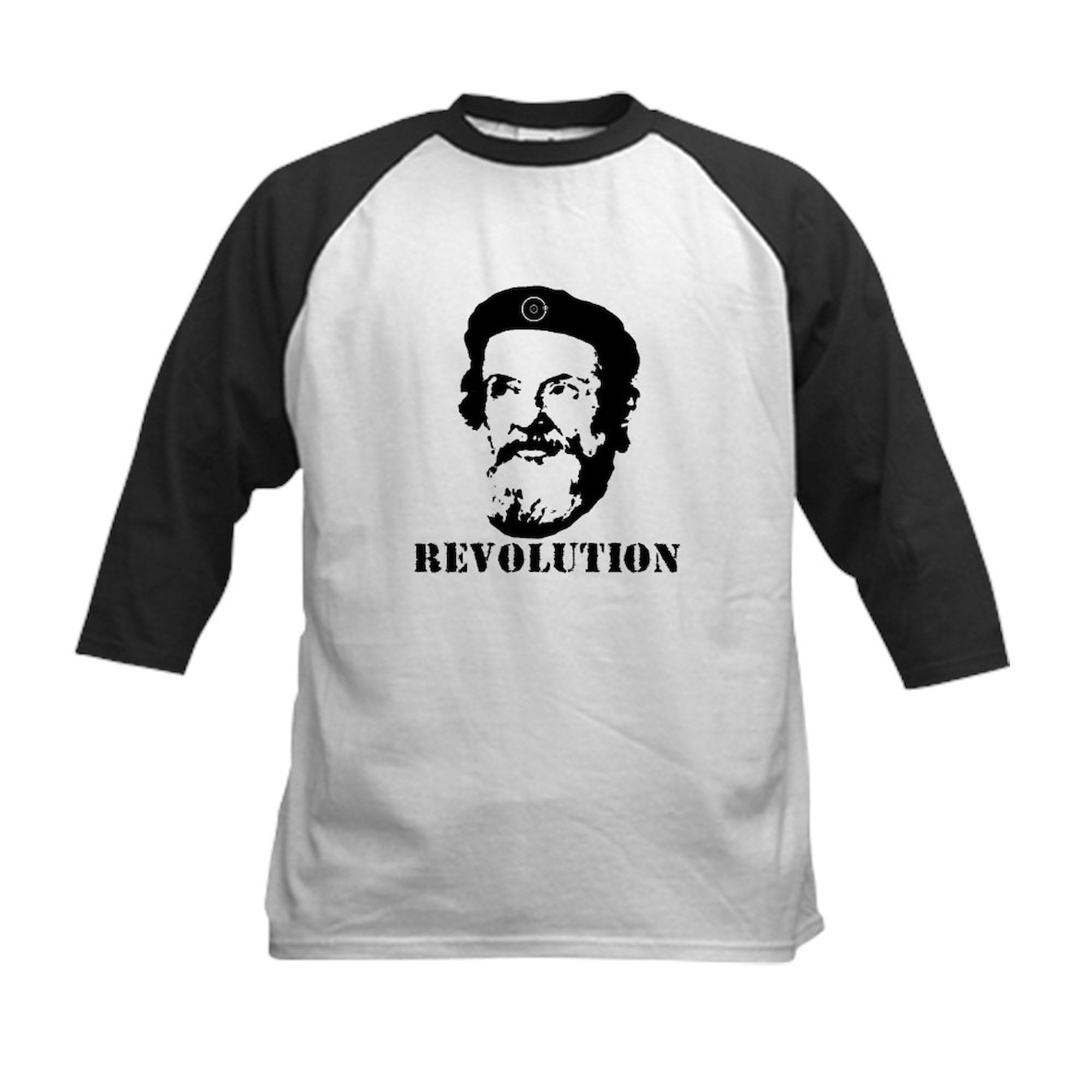 CafePress Galileo Revolution Kids Baseball Jersey Kids Cotton Baseball Jersey, 3/4 Raglan Sleeve Shirt Black/White