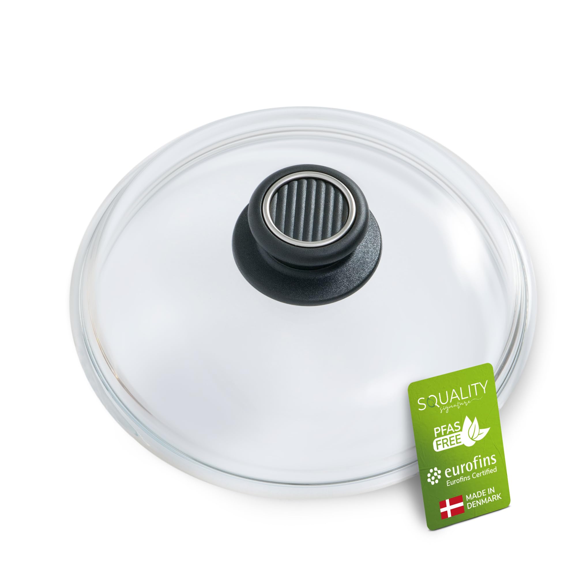 Squality Premium Pot Lid 20 cm | Pan Lid Made of Pyrex | Glass Lid Made of Tempered Glass | Made in Denmark | Pan Lid Oven Safe up to 260 °C | Pot Lid Dishwasher Safe