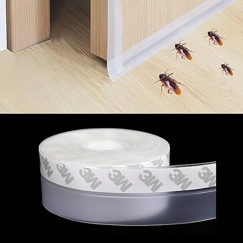 Sellador de puerta de 49.2 pies, tira de silicona para puerta y ventana, cinta de sellado de silicona para tope de corrientes de aire de puerta,