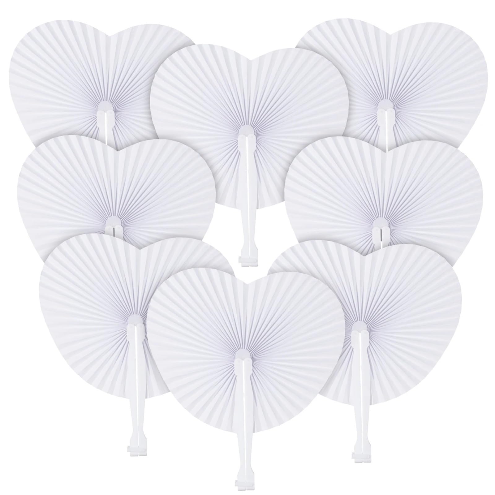 Weiße Faltfächer, herzförmiger Fächer, runde Akkordeon-Papierfächer, Hochzeitsfeier, Party-Dekoration, DIY-Malerei Für Party(Round Shaped,30pcs)