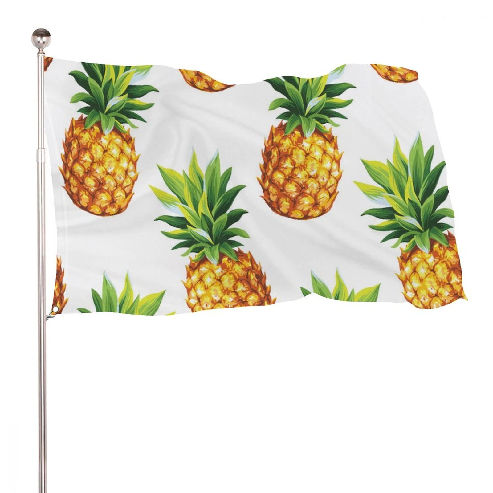 Decorative House Flag Yard Banner, Tropical Fruit Pineapple Print, All Seasons Holiday Welcome Garden Flags Lawn Hanging Decor 4x6ft -(120x180cm)