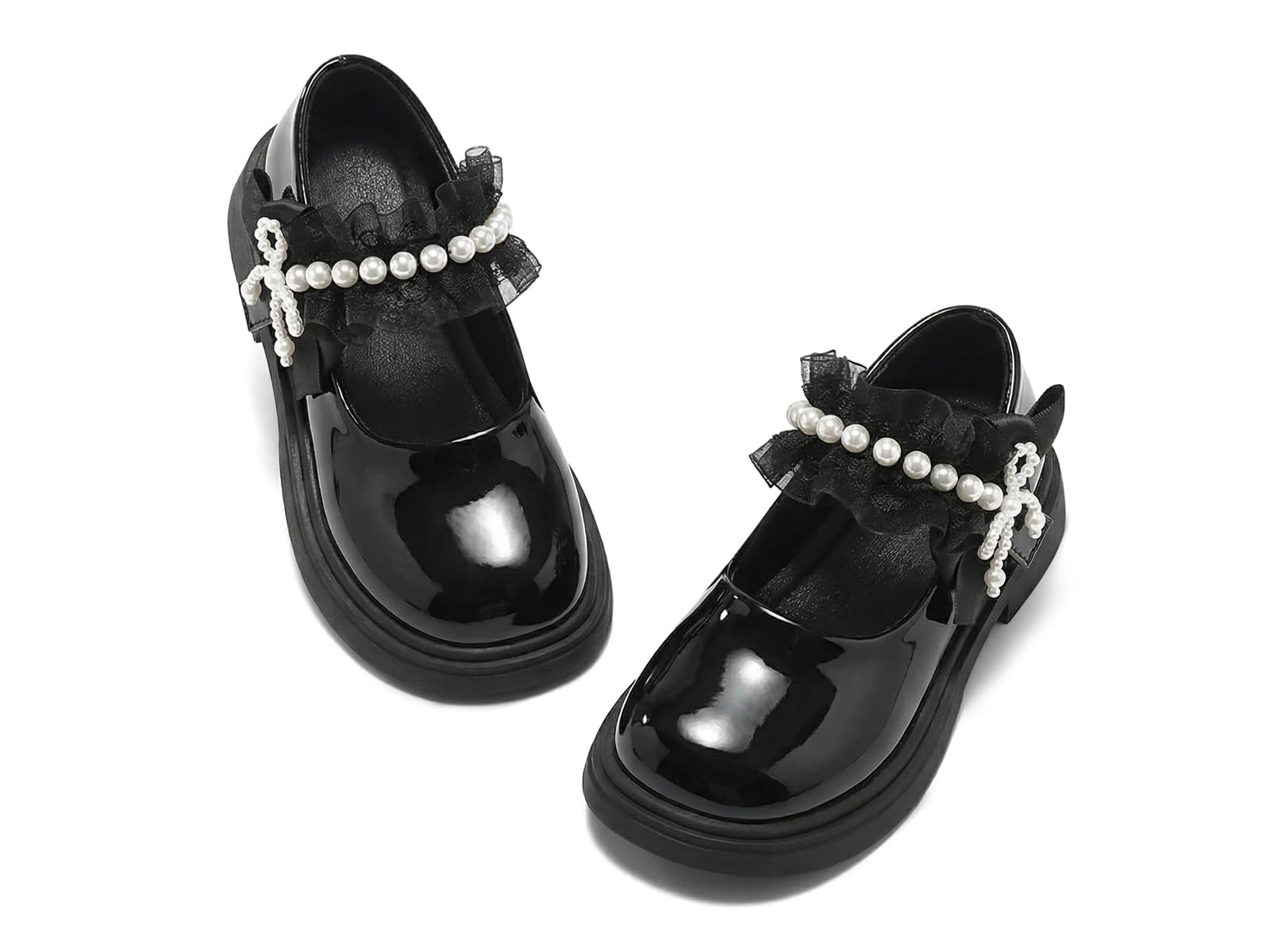 Haloumoning Mary Jane Mädchen-Schuhe, Perlenriemen, Ballerinas, Blumenmädchen, Hochzeit, Party, Pumps
