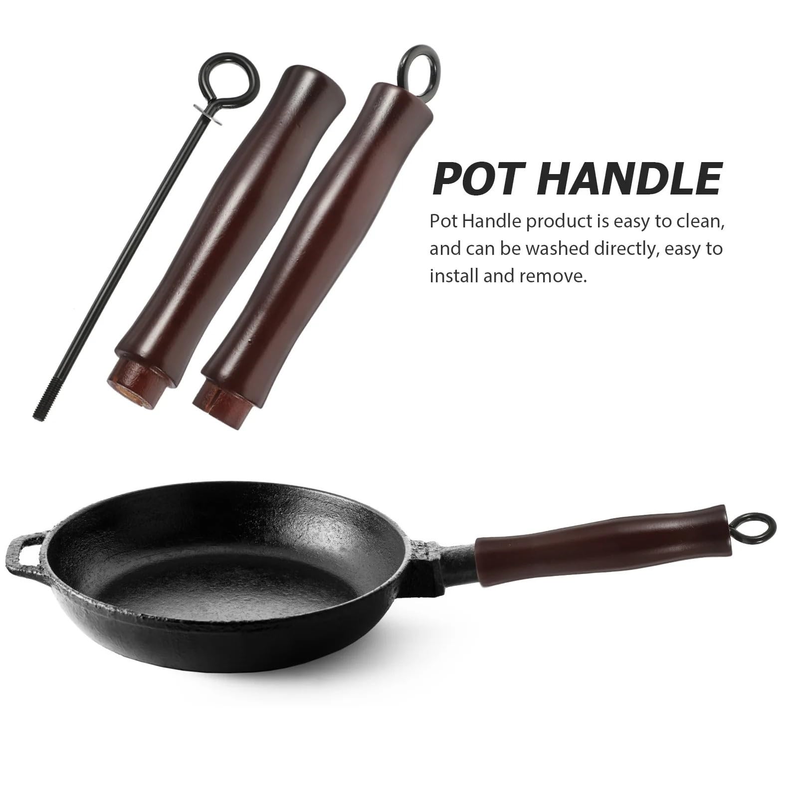 Asa de la tapa de una olla, Mango de repuesto for utensilios cocina madera, 6 unidades, rojo oscuro, 19x3x3 cm