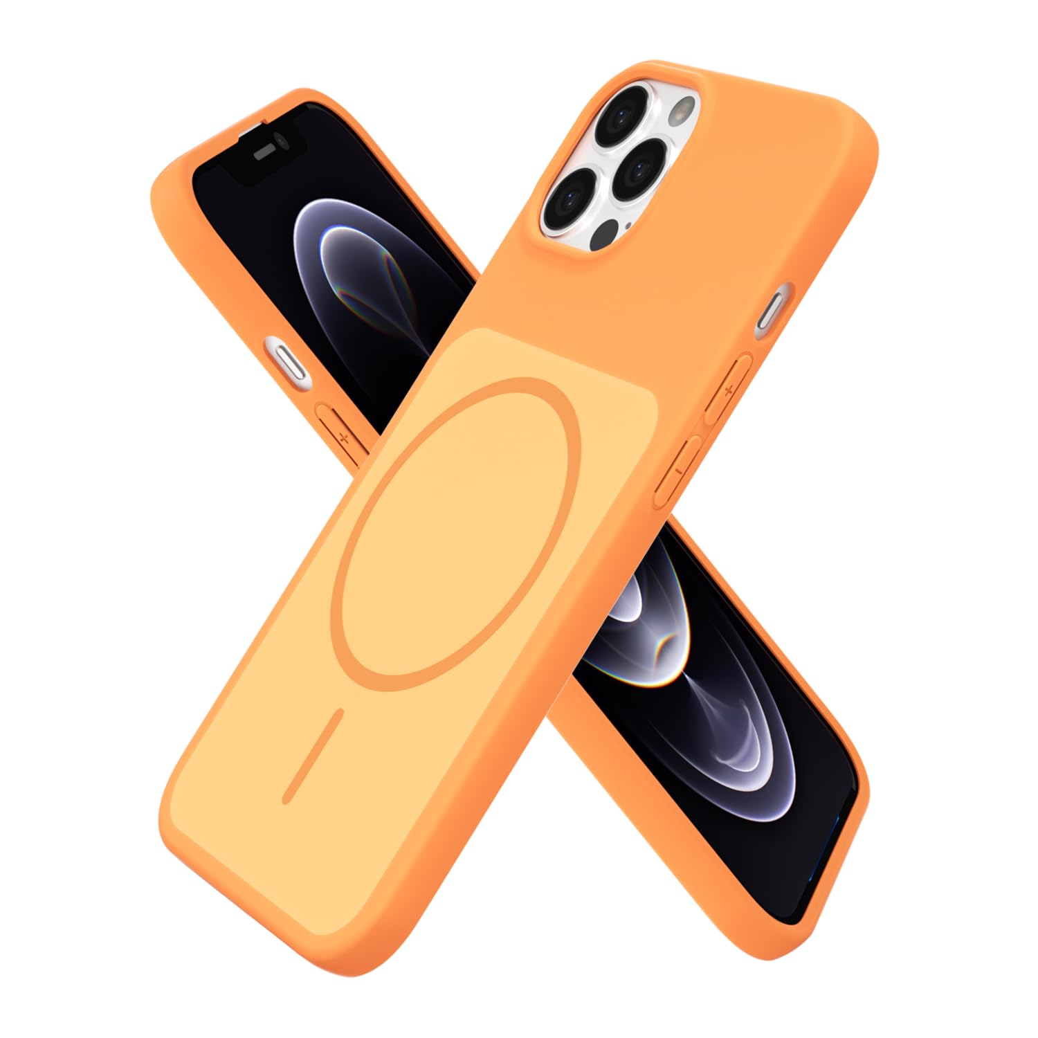 Coque silicone liquide pour iPhone 12 Pro orange compatible MagSafe