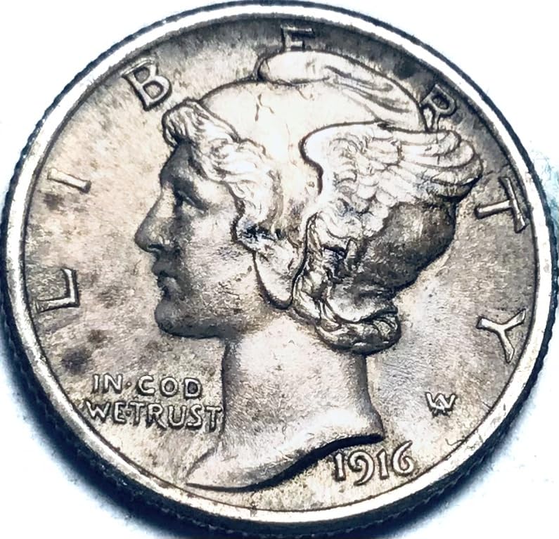 1916 P Mercury Silver BU MS FB Dime Mint State