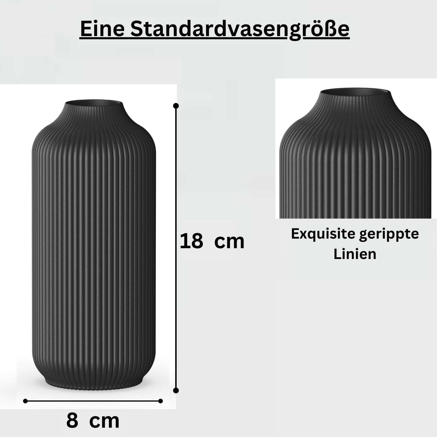 Ribbed Ceramic Black Vase for Pampas Grass, Decorative Flower Vase for Pampas Grass - Image 3