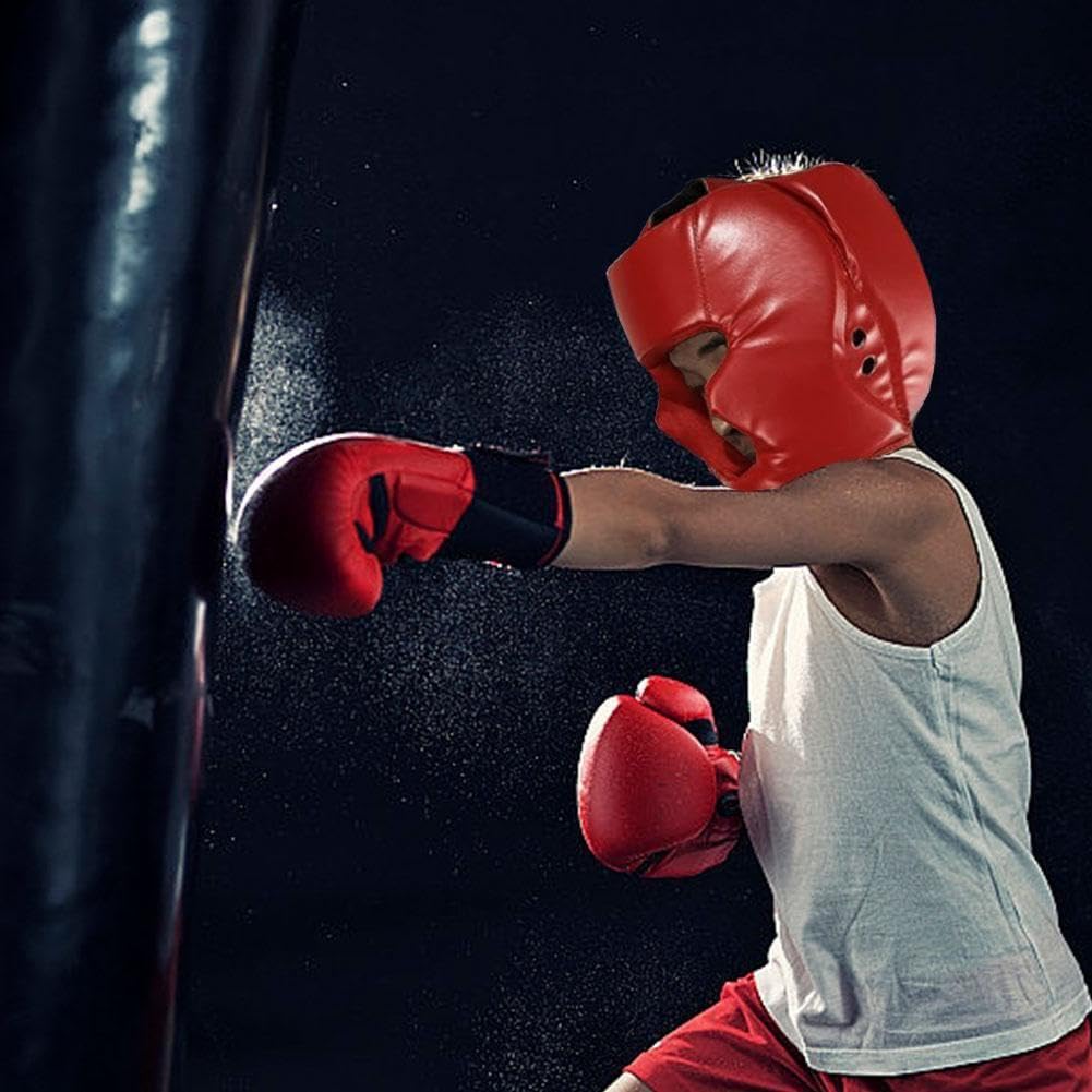 Mimoqk Boxhelm Vollgesichtsschutz - Verstellbarer Kampfhelm Für MMA, Kickboxen & Training