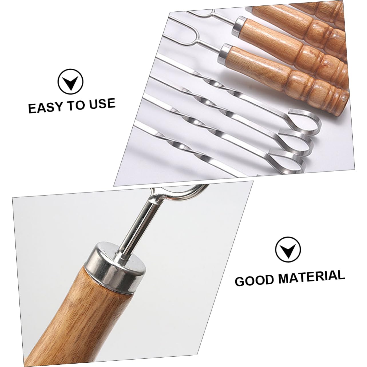 10 pezzi Spiedini Barbecue in con in Legno Extra per Grigliate Sicure e Pratiche Spiedini per Carne e Verdure Riutilizzabili Facili da