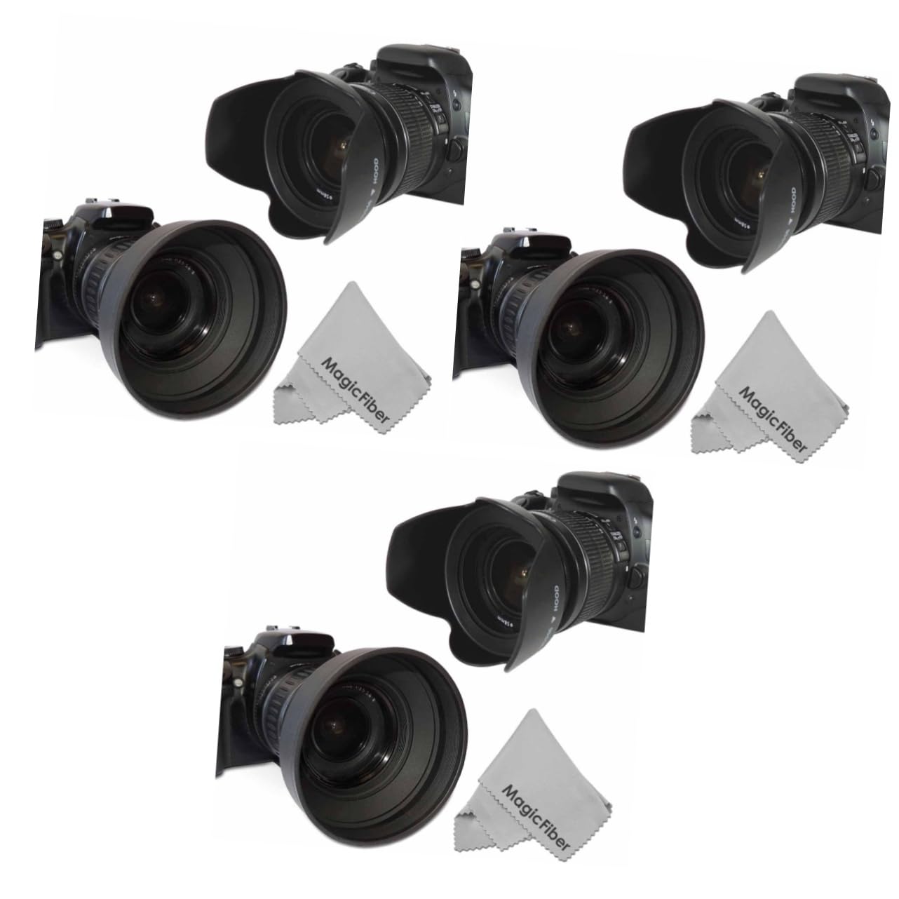 DOITOOL 3 Pezzi 58 Mm Paraluce Per Obiettivo Della Fotocamera Protezione Per Obiettivo in Gomma Abs Rigida Riduzione Dei Riflessi Facile Da Installare
