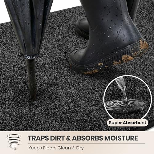 PURRUGS Dirt Trapping Indoor Door Mat, 24" x 35.5", Charcoal - Image 2