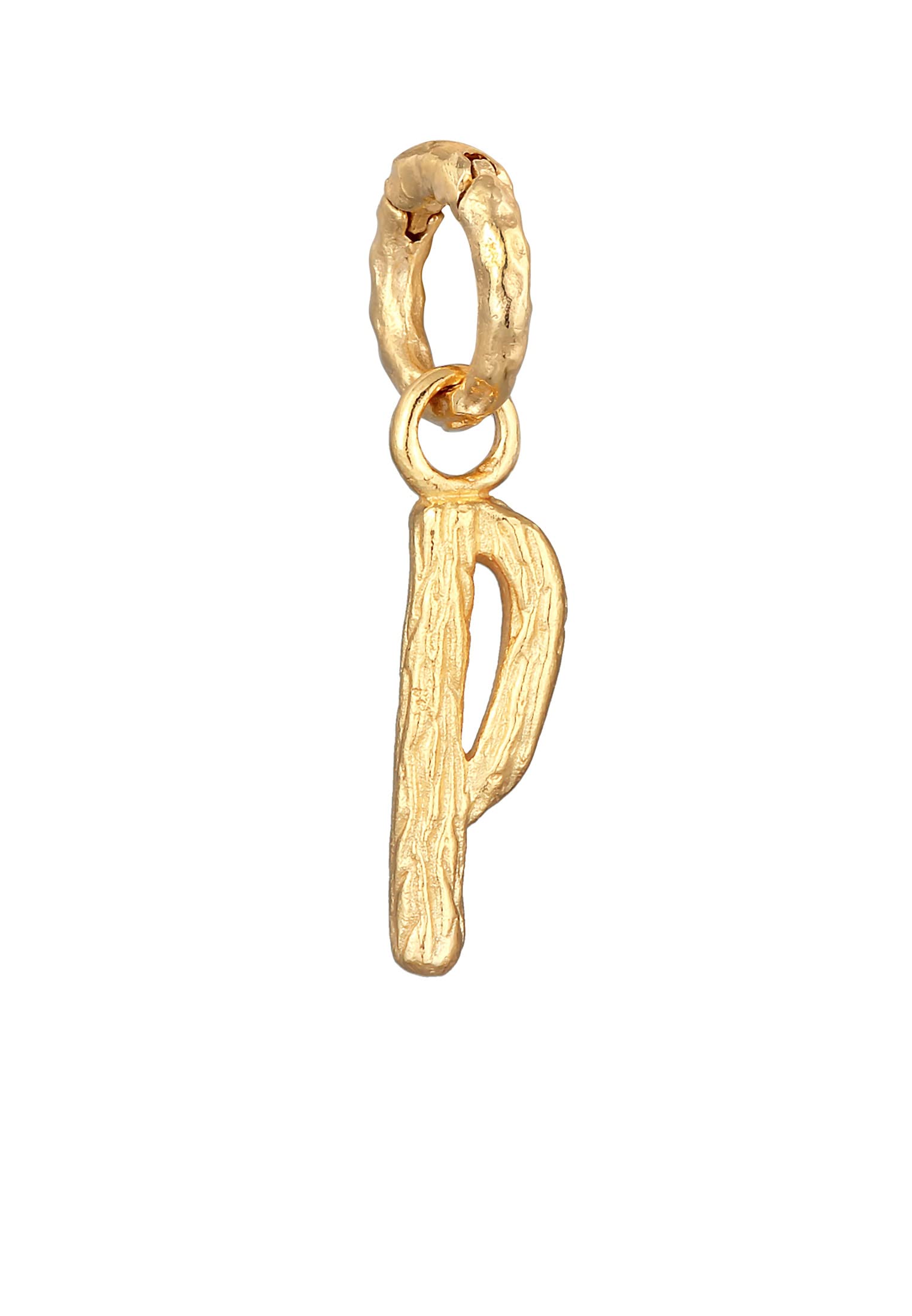 Elli Pendants Ladies Letter P Organic Look In 925 Sterling Silver Gold Plated