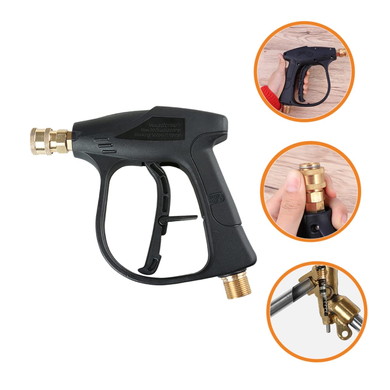 BCOATH Pressure Washer Wand High Pressure Washer Tool with Safety Lock Ergonomic Handle for Cars Windows Driveways Courtyards Compatible with Quick Release