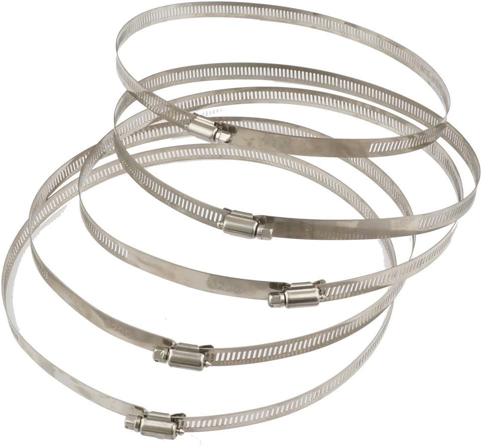 5 Pcs 7.8 inch/200mm Stainless Hoop Steel Hose Clips Duct Clamps Adjustable Worm Drive Hose Clamp For Inline Duct Fan Hydroponic Duct Hoop
