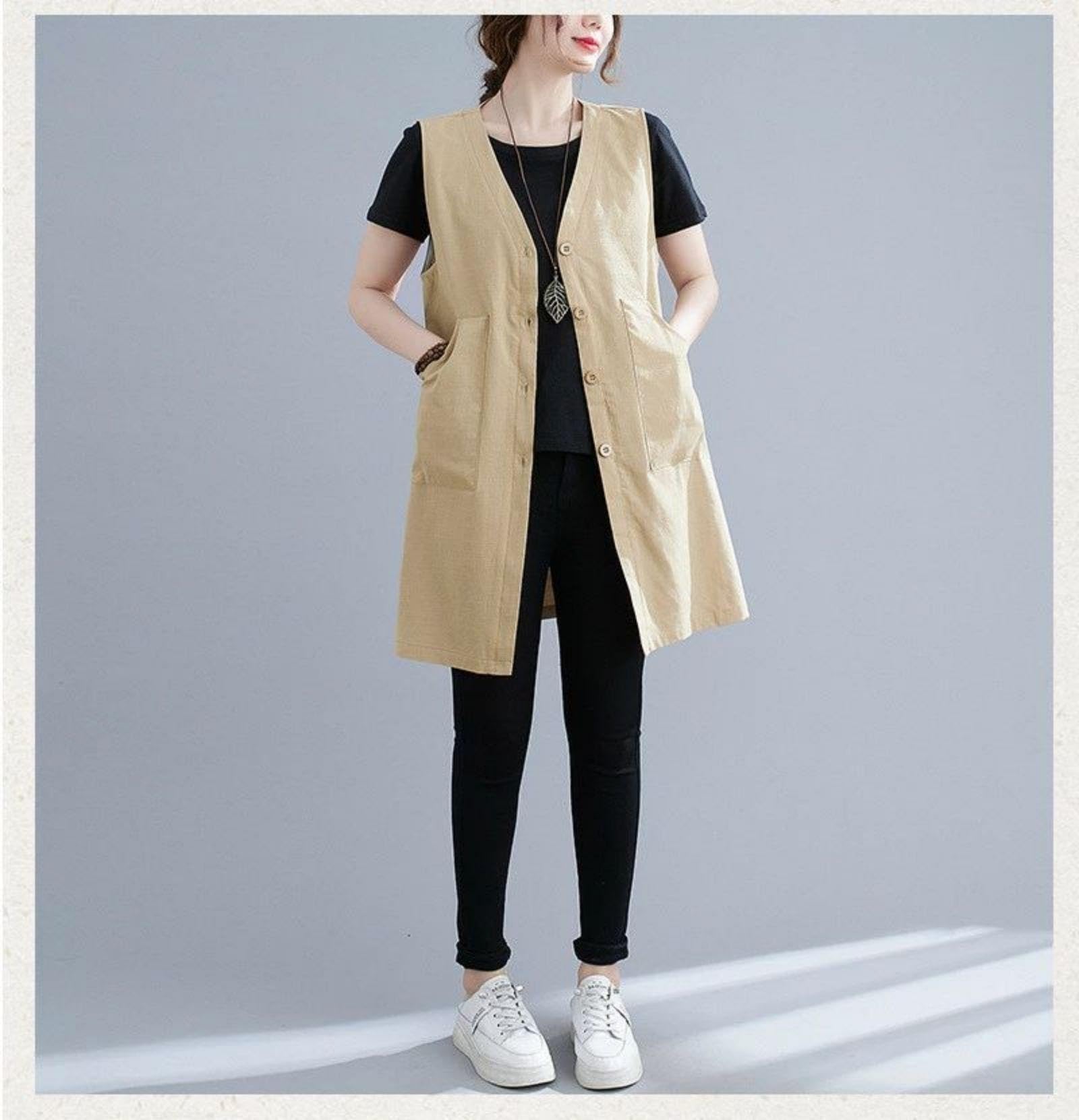 Amazon.co.jp: ベスト ジレ レディース ノースリーブ リネン 羽織  