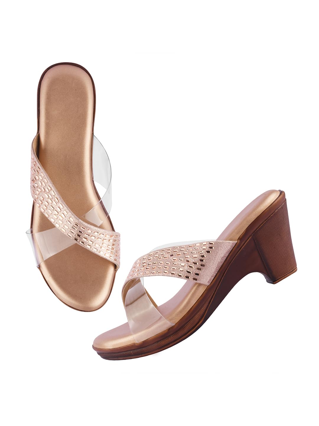TRYME Ravishing Wedge Slip On Sandal Embellished Rhinestones & Transprent Strap Platform Party Heels For Womens & Girls (B0D3WQN1N3) Amazon Price History, Amazon Price Tracker