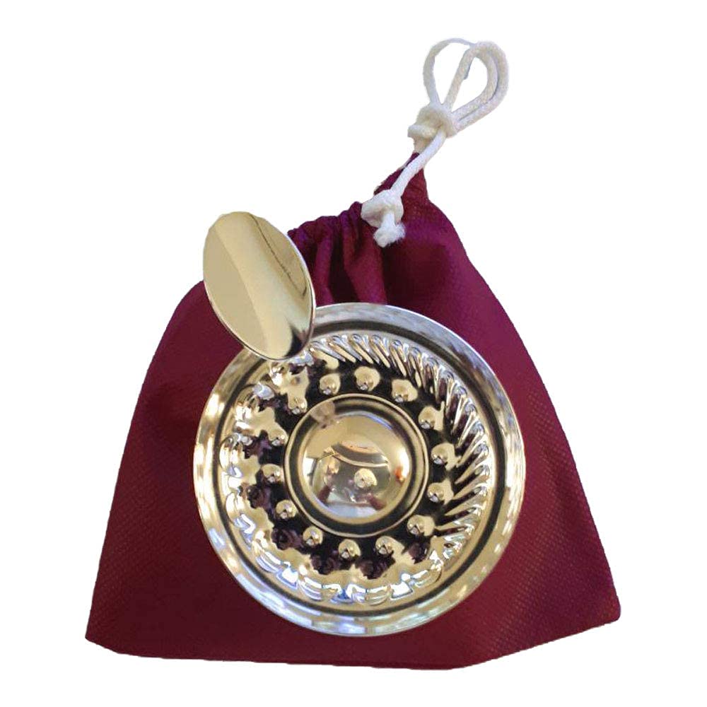 Euposia - Tastevin Sommelier MOD. Burgundy Professional - Silver Plated - Complete with Chain Hanger and Protective Pochette - Image 2