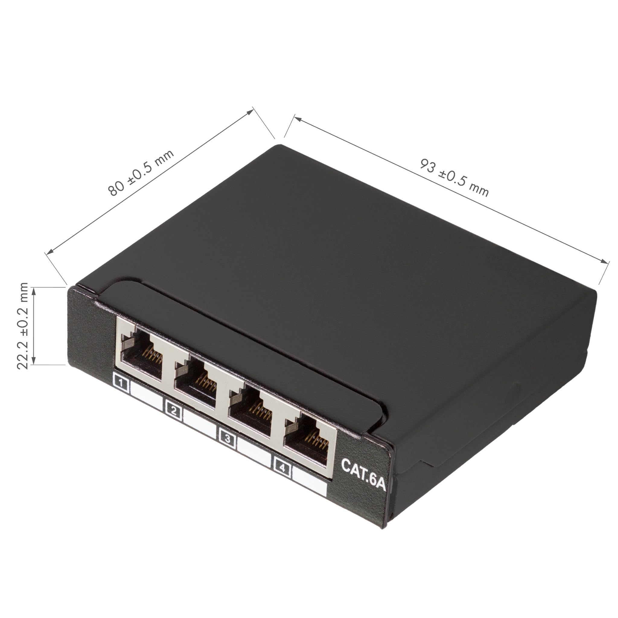 BIGtec - Panel de conexiones (cat. 6a, 4 puertos, mini, LSA, distribuidor, RJ45, cable de par trenzado, cable de red, cable de instalación, panel, carcasa de metal, montaje en pared, montaje sobre