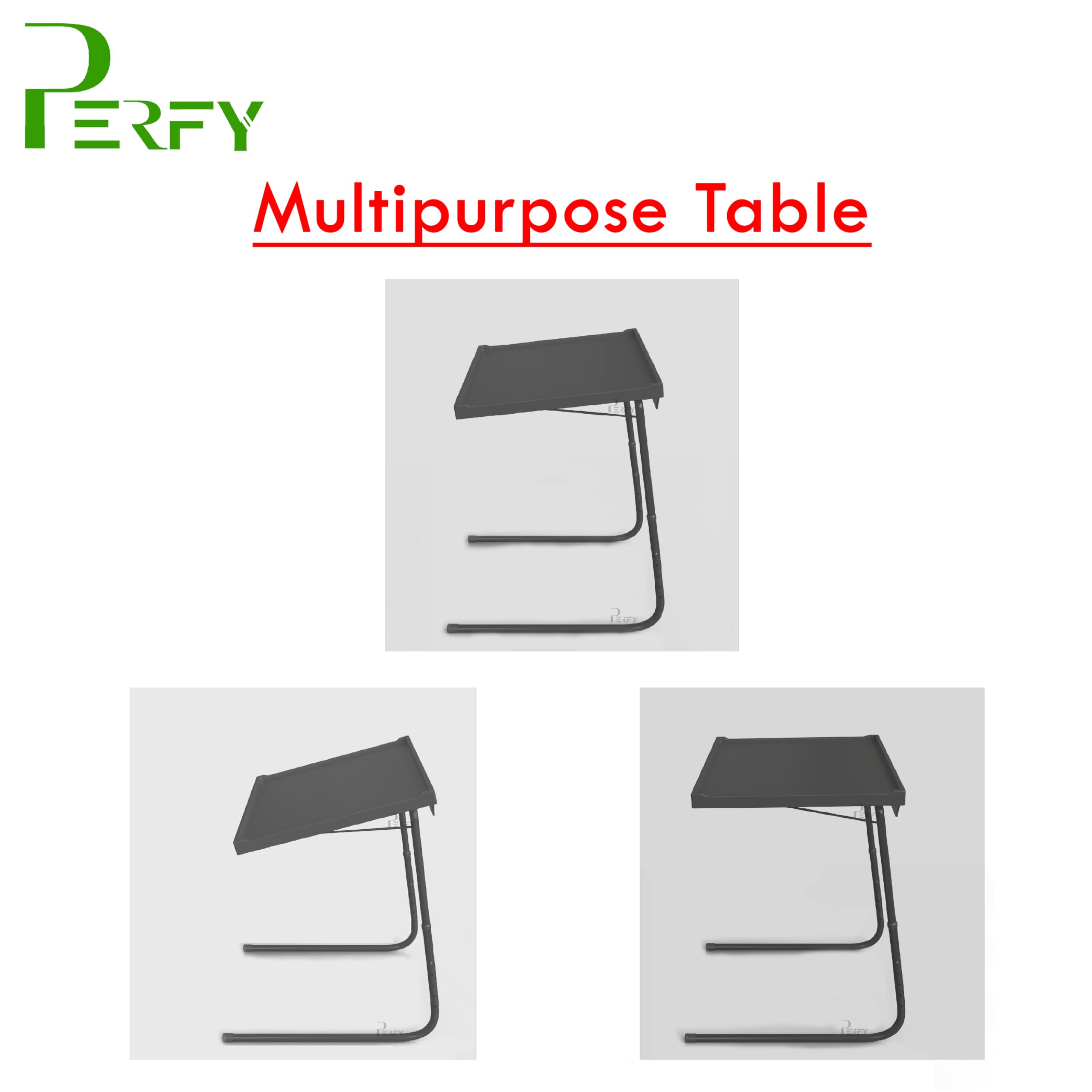 Perfy Laptop Table Matte Finish, 18 in 1 Convertible Lapdesk, Multipurpose Table, Height Adjustable Table, Utility Table, Work at Study Table, Home Table, Kids Study Table (Black) 1