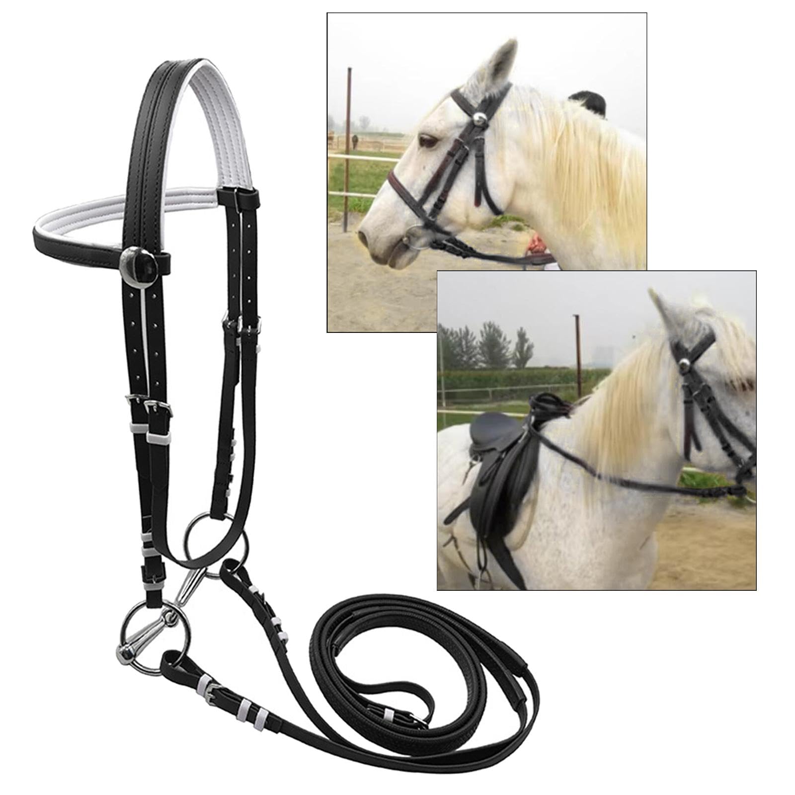 perfk Cabezada de Caballo con rienda, cabezada, Ecuestre, arnés, Cabestro, Cuerda para Montar para senderos