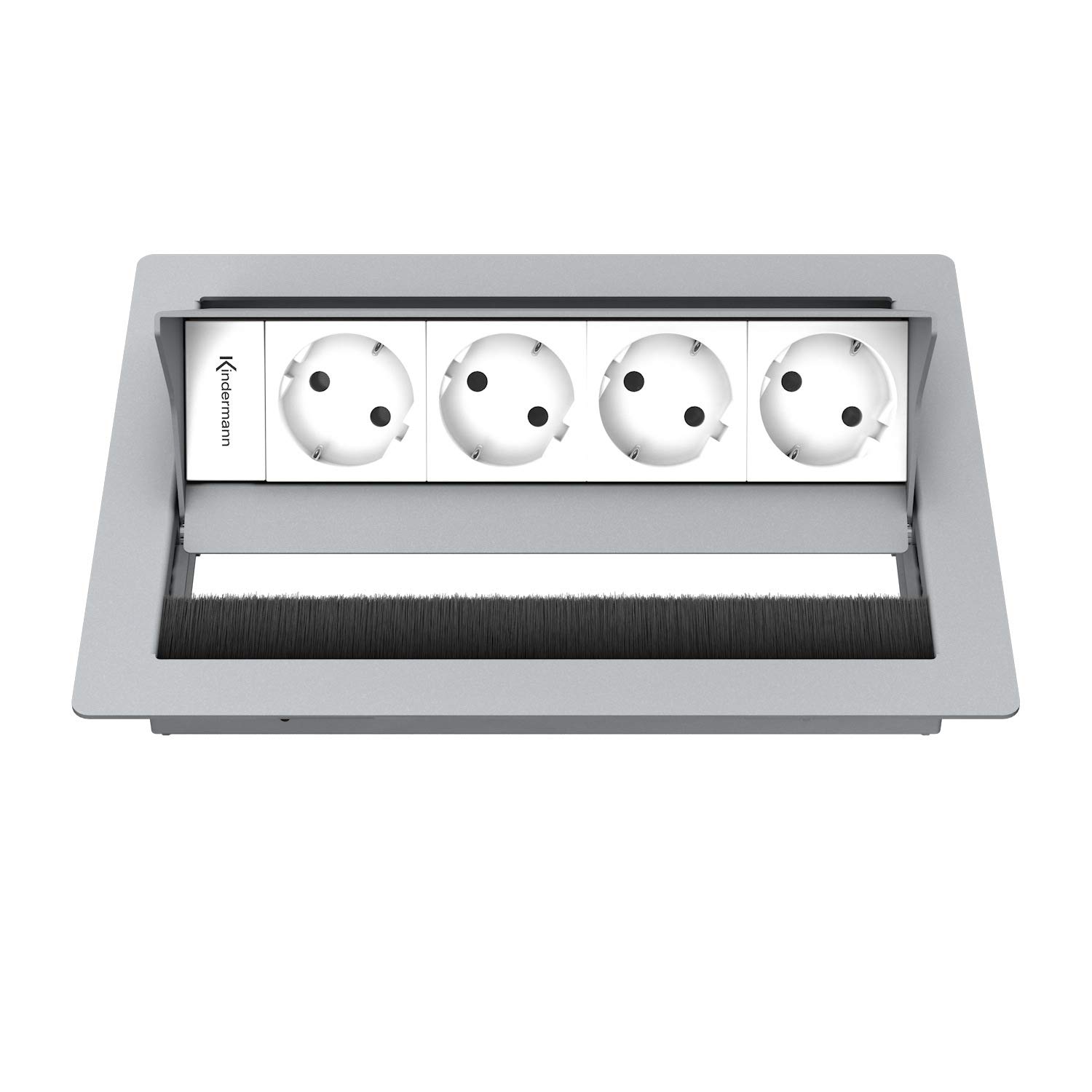 Kindermann 7492000074 Tipo F (Schuko) Argento, Bianco cassetta di scarico